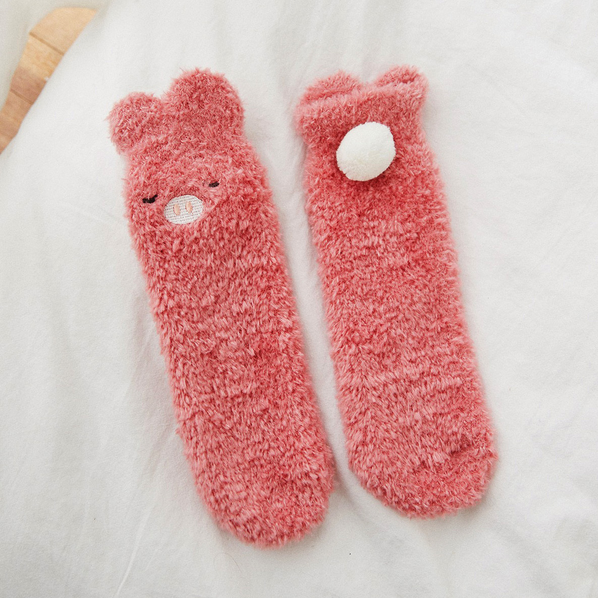 Parent-child Dimensional Models Fall Winter Ball Cute Little Animals Coral Fuzz Circle Thickened Floor Socks Sleep Home Socks Fluffy Fuzzy Socks